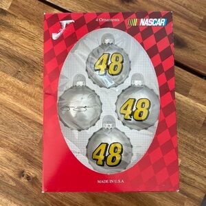 Vintage NASCAR Ornaments glass. Set of 4